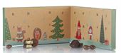 Retro Julekalender med marcipan, chokolade, mandel og lakrids grøn/naturbrun 240g FORUDBESTIL NU